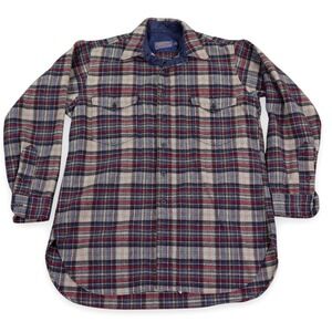 Pendleton Woolen Mills 16.5 LONG Plaid Pure Wool Western‎ Cowboy Winter Shirt